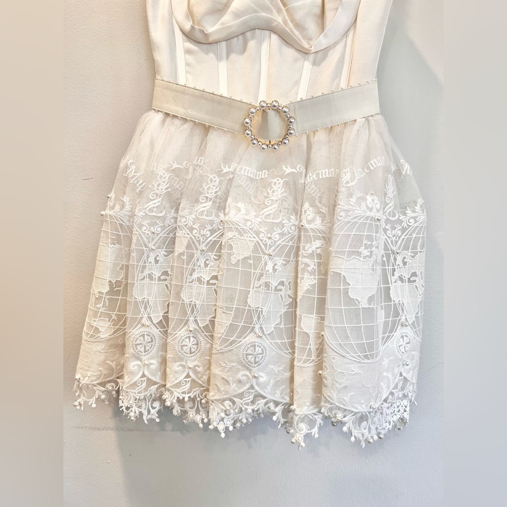 Zimmermann The High Tide Mesh Embroidered Mini Dress Size 2 /Medium - Picture 7 of 12